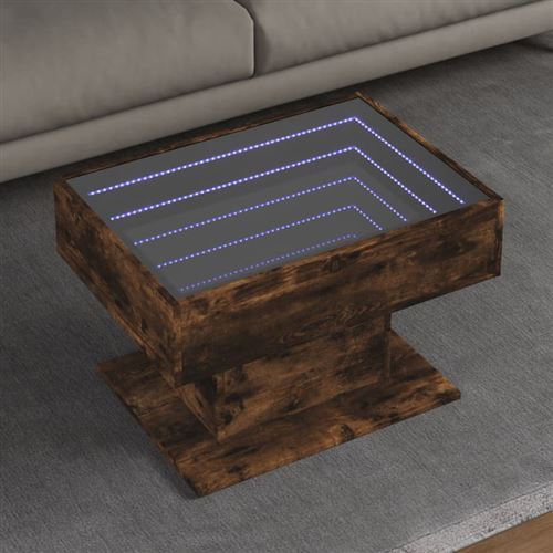 vidaXL Table basse avec LED chêne fumé 70x50x45 cm bois d'ingénierie