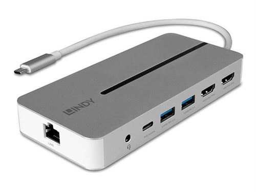 LINDY - Station d'accueil - pour ordinateur portable, ordinateur portable - USB-C 3.2 - 2 x HDMI - GigE