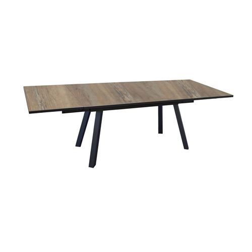 Table de jardin rectangulaire Agra plateau à lames Fundermax graphite/wood 180/230/280 cm