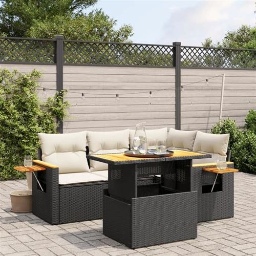 Non Communiqué Noir Vidaxl Salon De Jardin Avec Coussins 5 Pcs, Canapés De Terrasse, Ensemble De Meubles De Patio, Mobilier D'extérieur, 3273499