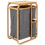 Rangement à 3 Panières en Bambou et Tissu Gris - LAZEN - ALTOBUY