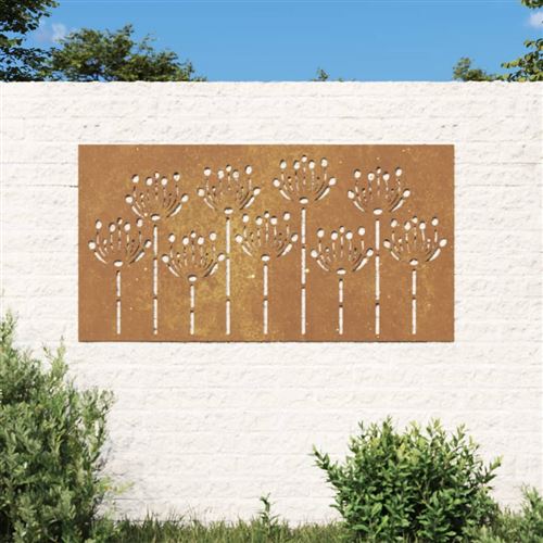 VidaXL Décoration murale jardin 105x55 cm acier corten design de fleur