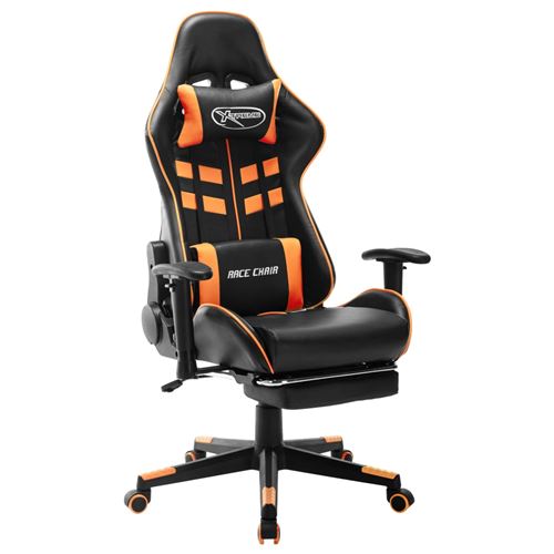 Vidaxl chaise de jeu avec repose-pied noir et orange cuir artificiel