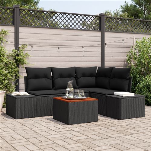 Vidaxl Noir Ensemble De Canapé De Jardin 5 Pc Polyrotin - Image 2