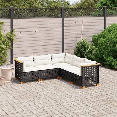 VIDAXL - Salon de jardin modulable - Rotin - 5 pièces - Noir - Image 2