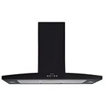 Sauter SHR9902B - Hotte - hotte décorative - largeur : 90 cm - profondeur : 50 cm - extraction et recirculation (avec kit de recirculation supplémentaire) - noir
