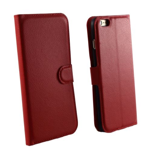Coque pour iPhone 6 PLUS / 6S PLUS – Etui Portefeuille Rouge Protection Rabat Clapet Aimanté Rangement Cartes [Phonillico®]