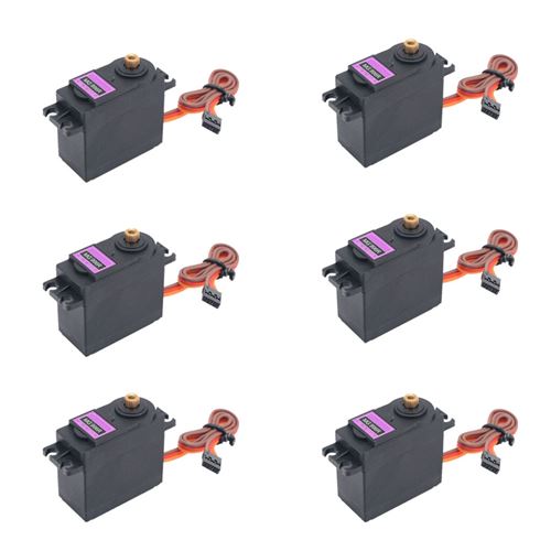 6 pièces MG996R ensemble moteur servo à engrenages grand couple pour robot de voiture hélicoptère RC - Noir