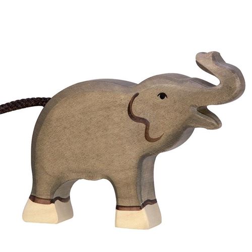 Animaux En Bois Petit Éléphant Trompe Haute Figurine Holztiger