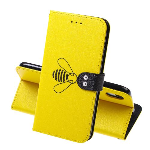 Etui en PU soie jaune pour votre Apple iPhone XR 6.1 pouces