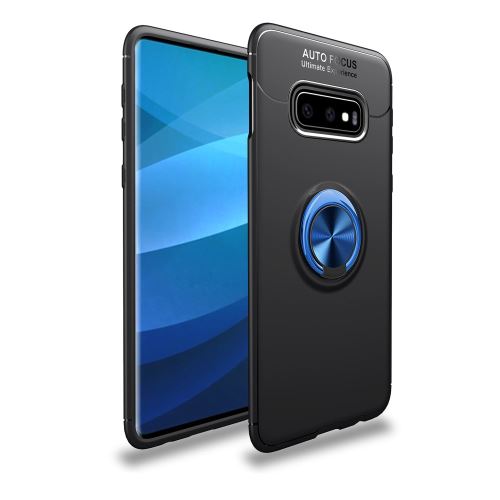Coque en TPU Béquille pour anneau de doigt (tôle magnétique intégrée) noir/bleu pour votre Samsung Galaxy S10 Plus