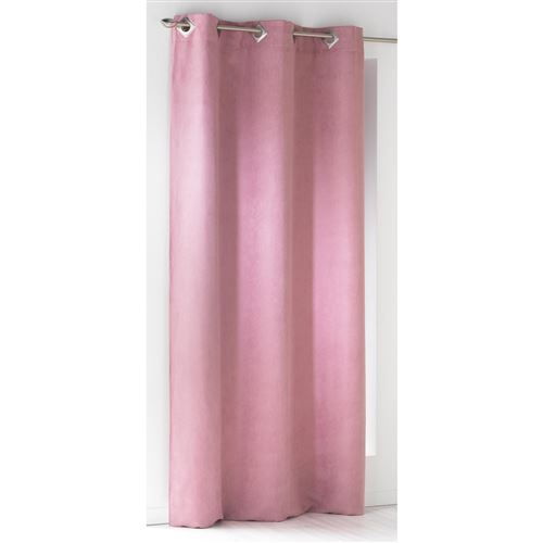 Rideau a oeillets carres 140 x 240 cm suede uni suedine Rose