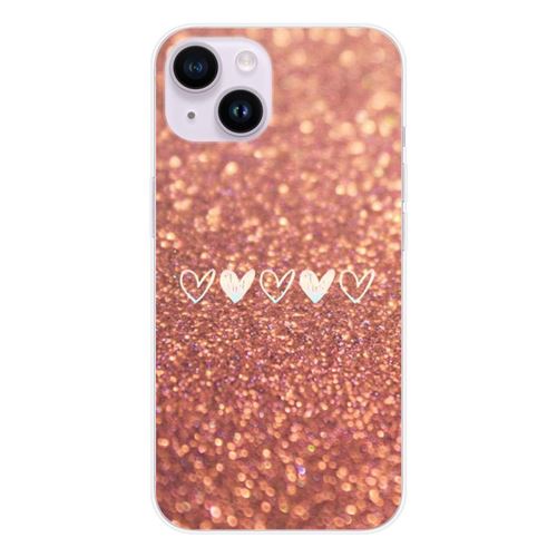 Coque en silicone imprimée compatible Apple iPhone 15 Paillettes coeur