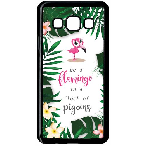Coque Samsung Galaxy A3 Modele 2015 Etre Un Flamant Rose Dans Un Troupeau De Pigeons Fond Blanc 2