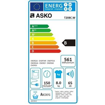 ASKO Classic T208C.W - Sèche-linge - largeur : 59.5 cm - profondeur : 65.4 cm - hauteur : 85 cm - chargement frontal - blanc