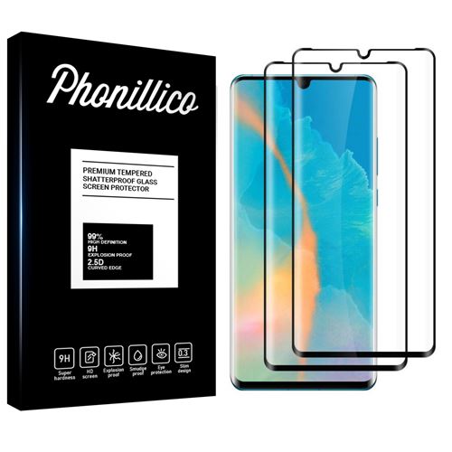 Verre Trempe pour Huawei P30 PRO [Pack 2] Film Transparent Bord Noir Vitre Protection Ecran Phonillico®