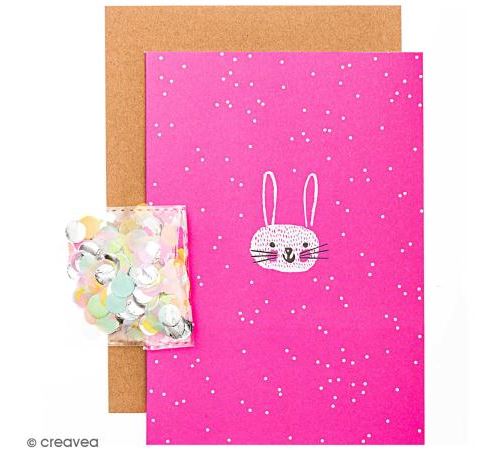 Kit carte anniversaire à personnaliser - Rico Design Wonderland - Tête de lièvre - 12,5 x 17,5 cm
