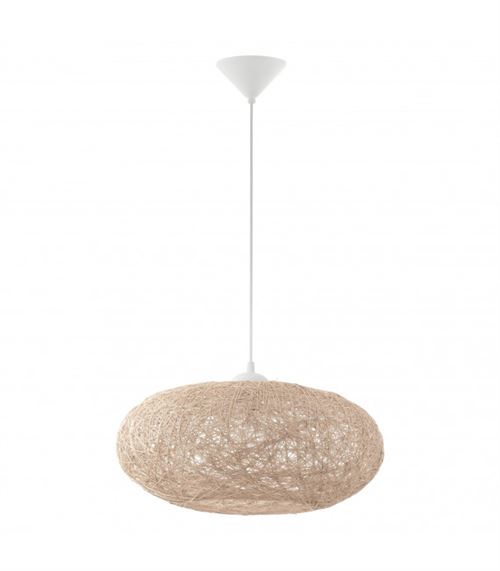 Suspension CAMPILO 1 ampoule blanc Diam&egrave;tre 45 Cm abat jour beige