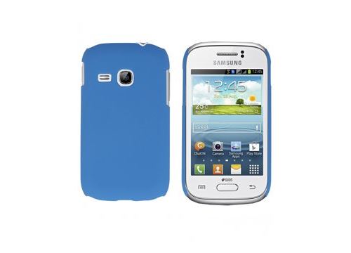 Coque rigide bleue pour Samsung Galaxy Young S6310 aspect mat toucher rubber gomme