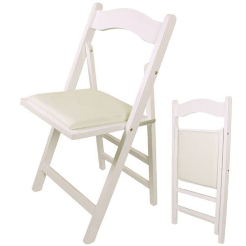 SoBuy® FST06-W Chaise pliante en bois avec assise rembourrée, Chaise pliable pour Cuisine, Bureau, etc -Blanc