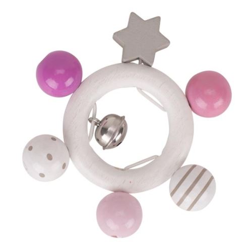 Hochet rose, gris, blanc