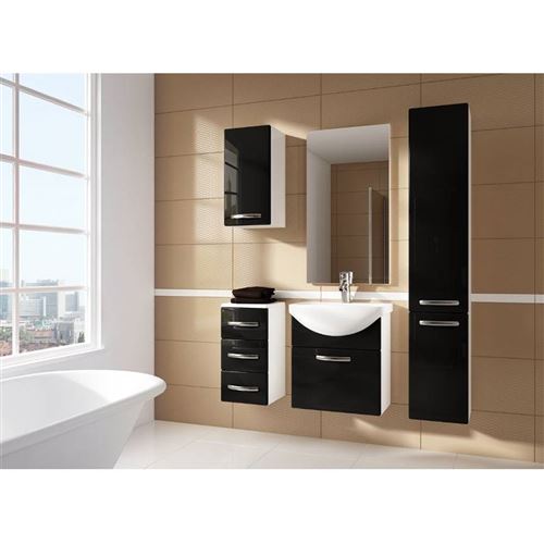 Meuble de salle de bain KORAL noir 55CM - Colonne : avec colonne