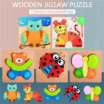 Puzzles pour tout-petits Puzzle en bois Animaux Puzzles Pour 1 2 3