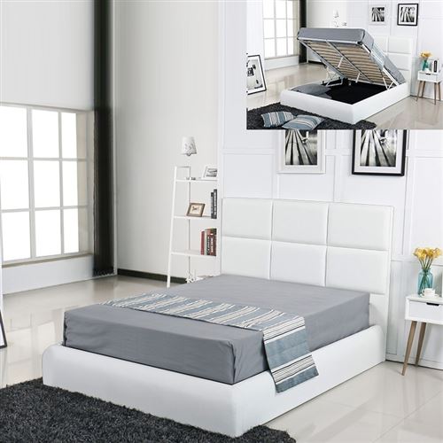 Lit coffre design Alves - Blanc - 180x200