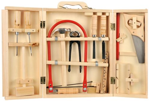 Jeu d'imitation - 220 - boîte à outils en bois pour enfant 17 éléments