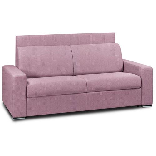 Canapé lit DEAUVILLE rapido lattes 120cm matelas 16cm tête de lit intégrée velours rose