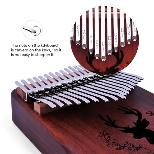 Kalimba piano à pouce 17 touches en bois acajou parfait pour debutants  enfants, Percussions, à la Fnac