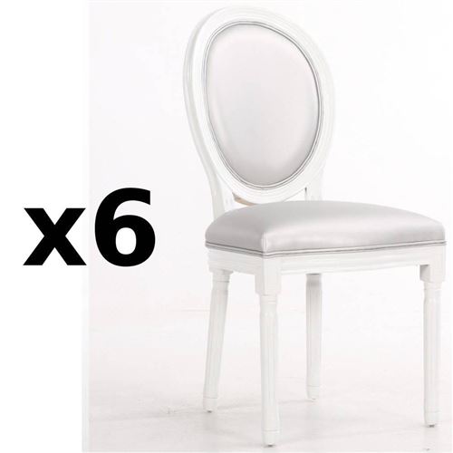 Lot de 6 chaises médaillon VERSAILLES style louis XVI polyuréthane gris