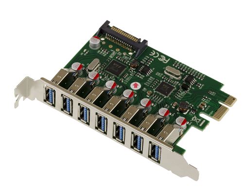 Carte Controleur PCI Express PCIe vers USB 3.0-7 Ports USB3 A horizontaux - CHIPSET Via VLI VL805