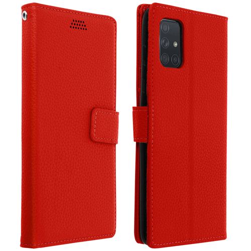 Etui pour Samsung Galaxy A51 avec Porte carte Support Vidéo et Dragonne rouge