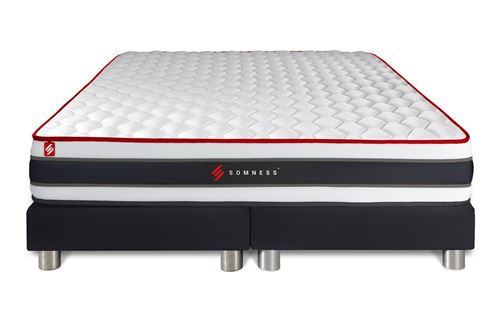 Ensemble matelas et sommier Somness Ensemble matelas 180 x 200 cm energy - ressorts ensachs - ep. 22 cm - ferme - sommier noir