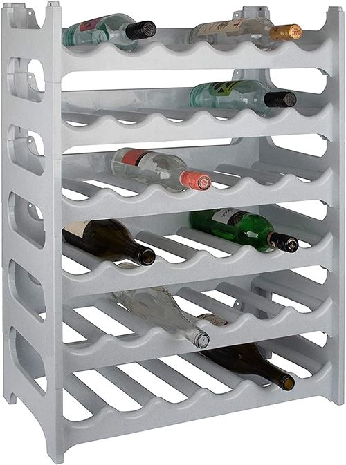 Cave à vin modulable, Étagère à bouteille, Casier à bouteille, Range bouteille, Porte bouteille (36 emplacements de bouteilles, Gris Granite)