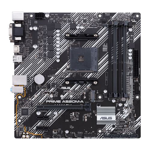 ASUS PRIME A520M-A - Carte-mère - micro ATX - Socket AM4 - AMD A520 Chipset - USB 3.2 Gen 1 - Gigabit LAN - carte graphique embarquée (unité centrale requise) - audio HD (8 canaux)
