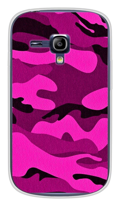 Coque en silicone imprimée compatible Samsung Galaxy S3 Mini Camouflage rose