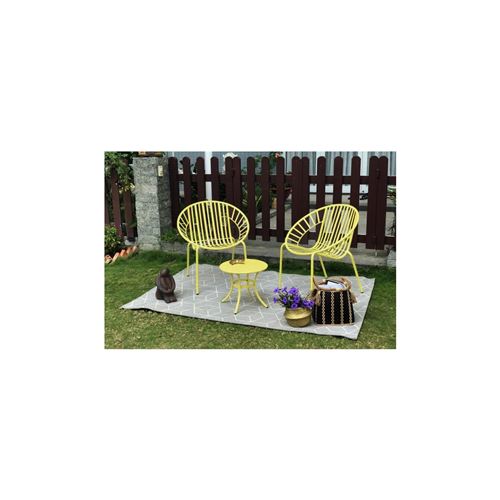 Opoa Salon De Jardin 2 Places - 2 Fauteuils Et Une Table Basse En Metal - Jaune