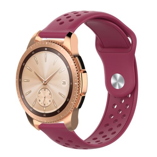 Bracelet en silicone Sangle perforée de 20 mm rouge vin pour votre Samsung Galaxy Watch 42mm SM-R810