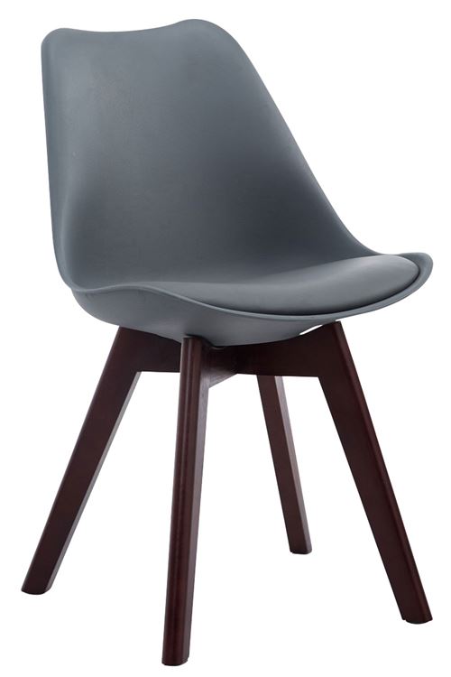 Chaise de visiteur Borneo V2 similicuir , Gris/Bois de chêne Noyer