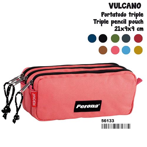 Montichelvo Montichelvo Triple Penc. Pouch Pr Vulcano Pink Trousses, 21 cm, Multicolore (Multicolour)