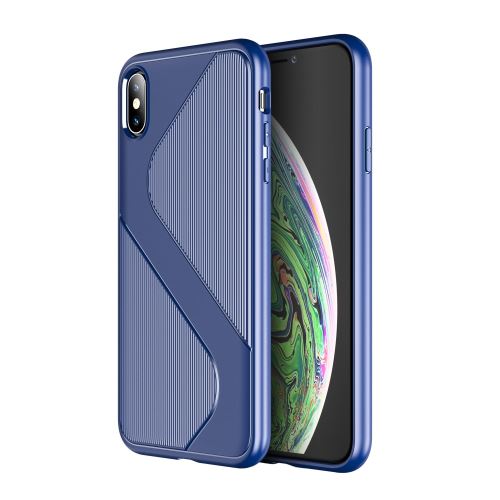 Coque en TPU anti-chute en forme de s bleu pour votre Apple iPhone X/XS 5.8 pouces