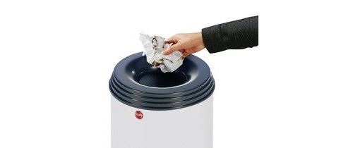 Hailo 0950?652 profiline safe flamme lösch ender corbeille à papier en tôle dacier, couvercle noir, 45 l, argent, xl