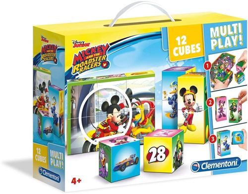Clementoni - 41508 - Multiplay Cube Puzzle - Mickey and The Roadster Racers - 12 Pièces - Disney