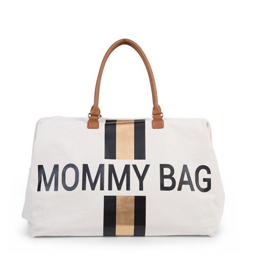CHILDHOME Mommy Bag Sac A Langer Ecru Rayures Noir et Or