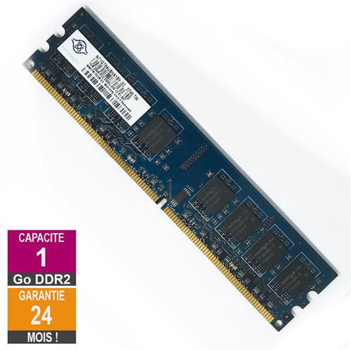 Barrette Mémoire 1Go Ram Ddr2 Nanya Nt1Gt64U8Ha1By-3C Dimm Pc2-5300U 2Rx8