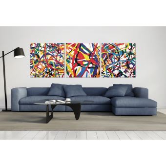 Tableau Verre Acrylique Peinture Abstraite Multicolore Triptyque Achat Prix Fnac