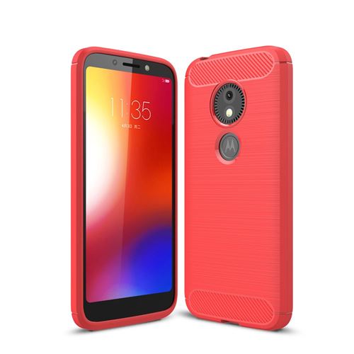 Coque en TPU fibre de carbone rouge pour votre Motorola Moto E5 Play Go