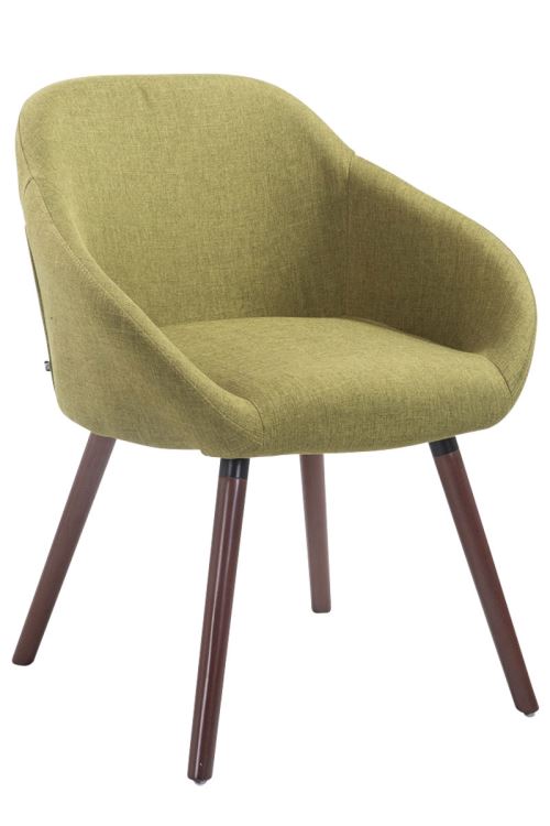 Chaise de salle à manger HAMBURG tissu , Vert/Noyer